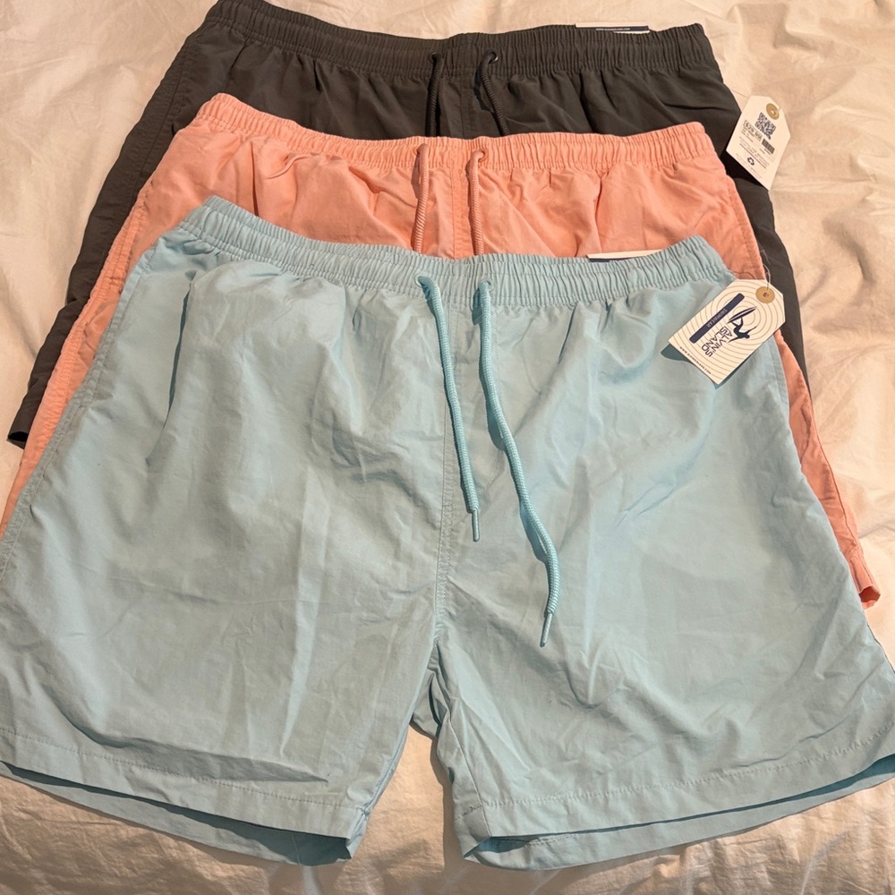Blue, Peach, and Gray Swim Shorts Set